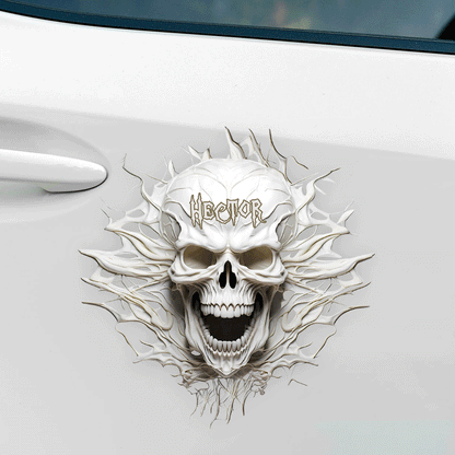 White Skull - Personalized Skull Decal Full