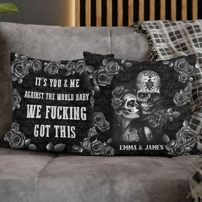 It's You & Me - Personalized Skull Throw Pillow