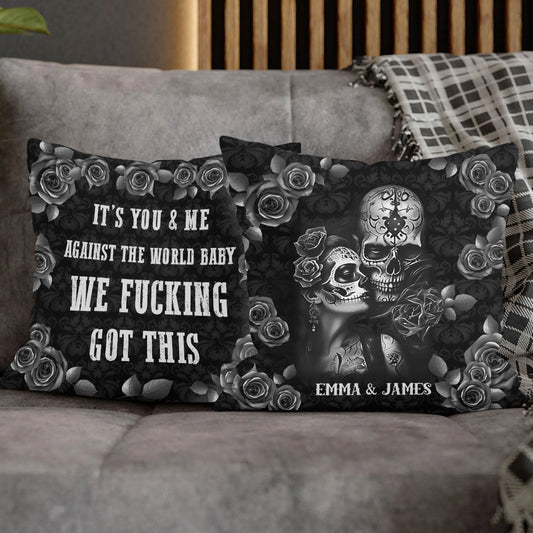 It's You & Me - Personalized Skull Throw Pillow