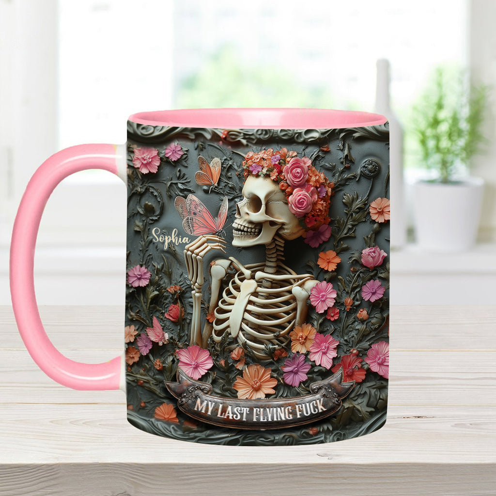 My Last Flying F*ck - Personalized Skull Accent Mug