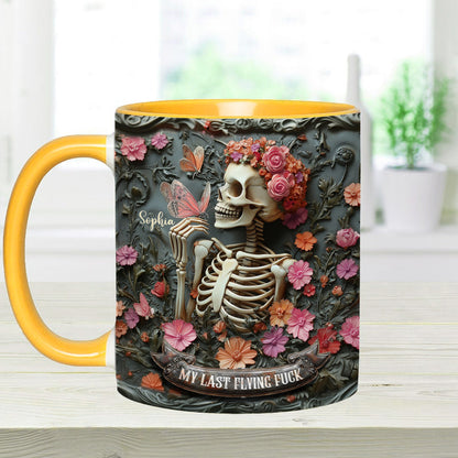 My Last Flying F*ck - Personalized Skull Accent Mug