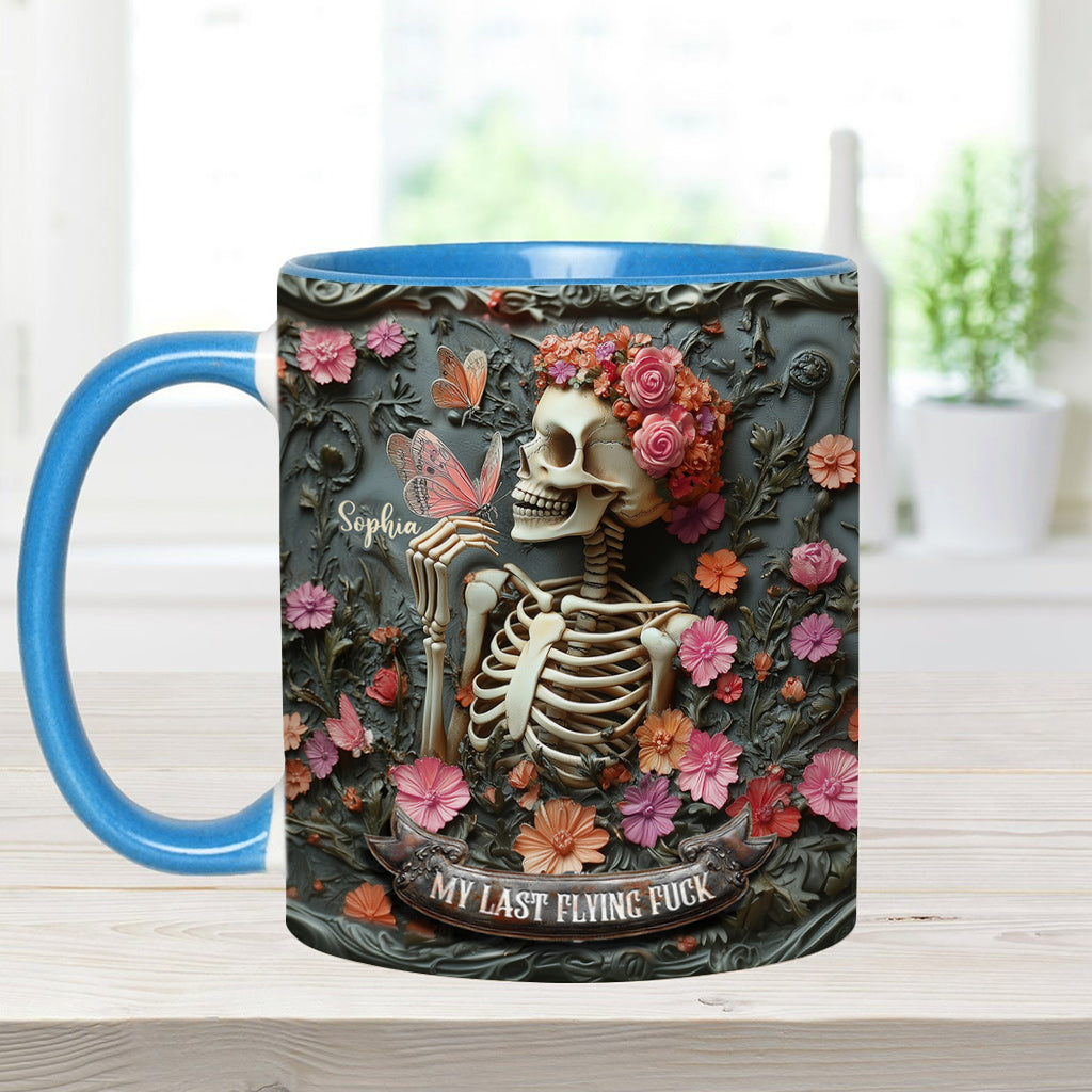 My Last Flying F*ck - Personalized Skull Accent Mug