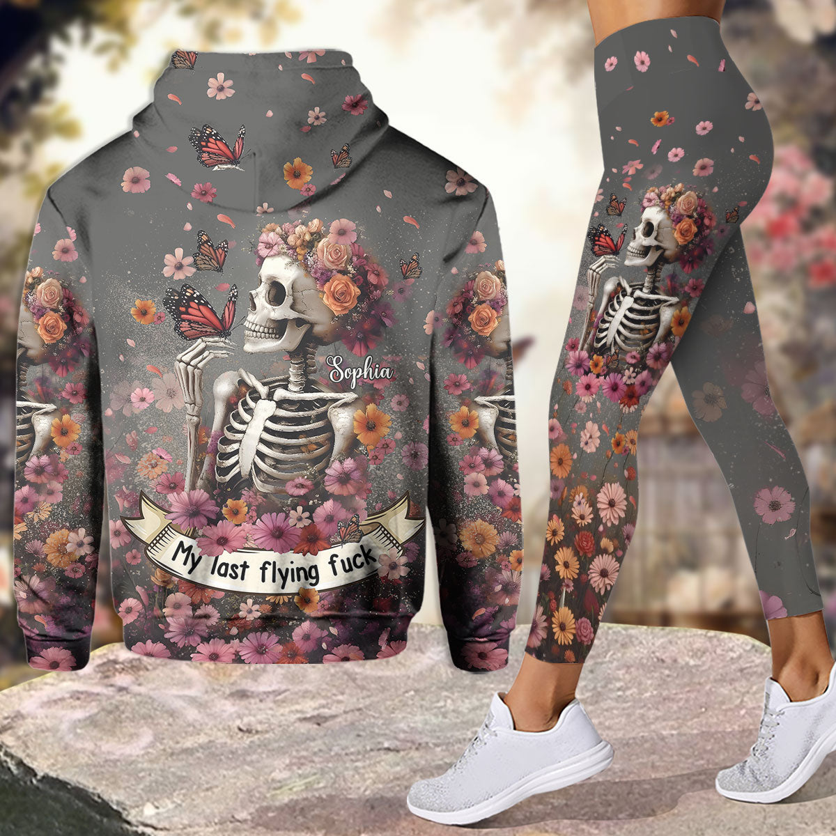 My Last Flying Fck - Personalized Skull Hoodie and Leggings