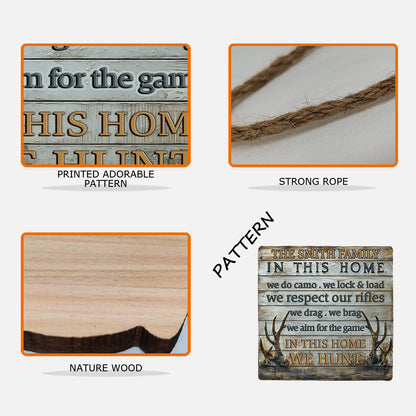 In This House We Hunt - Personalized Hunting Custom Shaped Wood Sign