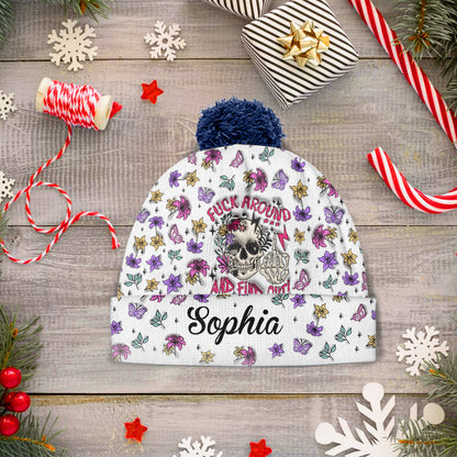 Fuck Around And Find Out - Personalized Skull Beanie Hat