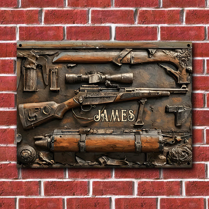 Vintage Tools - Personalized Hunting Rectangle Metal Sign