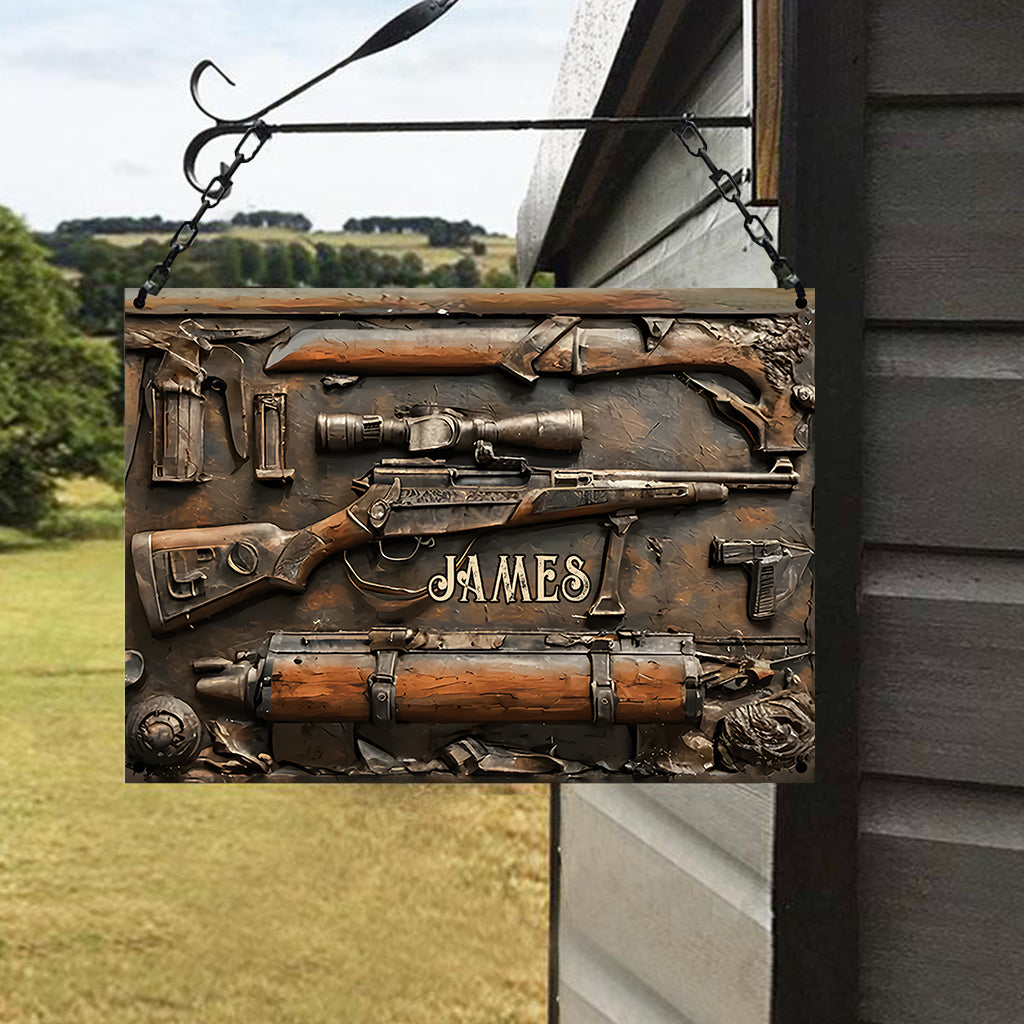 Vintage Tools - Personalized Hunting Rectangle Metal Sign
