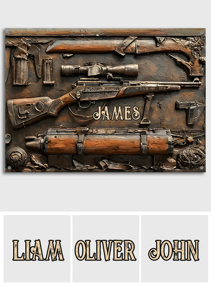 Vintage Tools - Personalized Hunting Rectangle Metal Sign