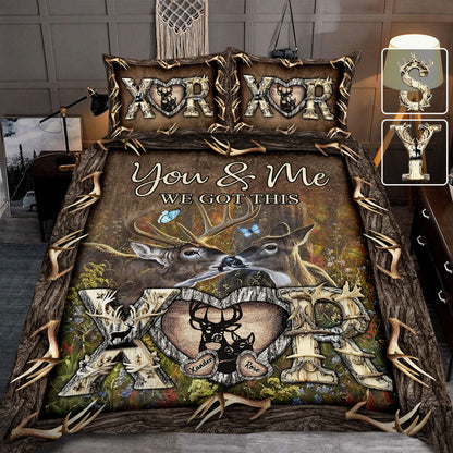 Her Buck His Doe - Personalized Hunting Quilt Set