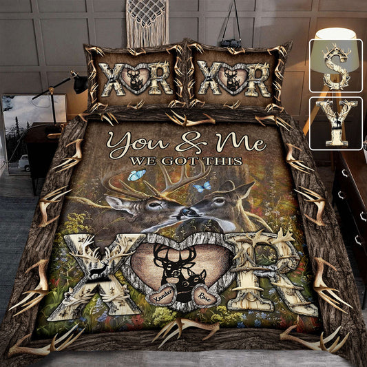 Her Buck His Doe - Personalized Hunting Quilt Set