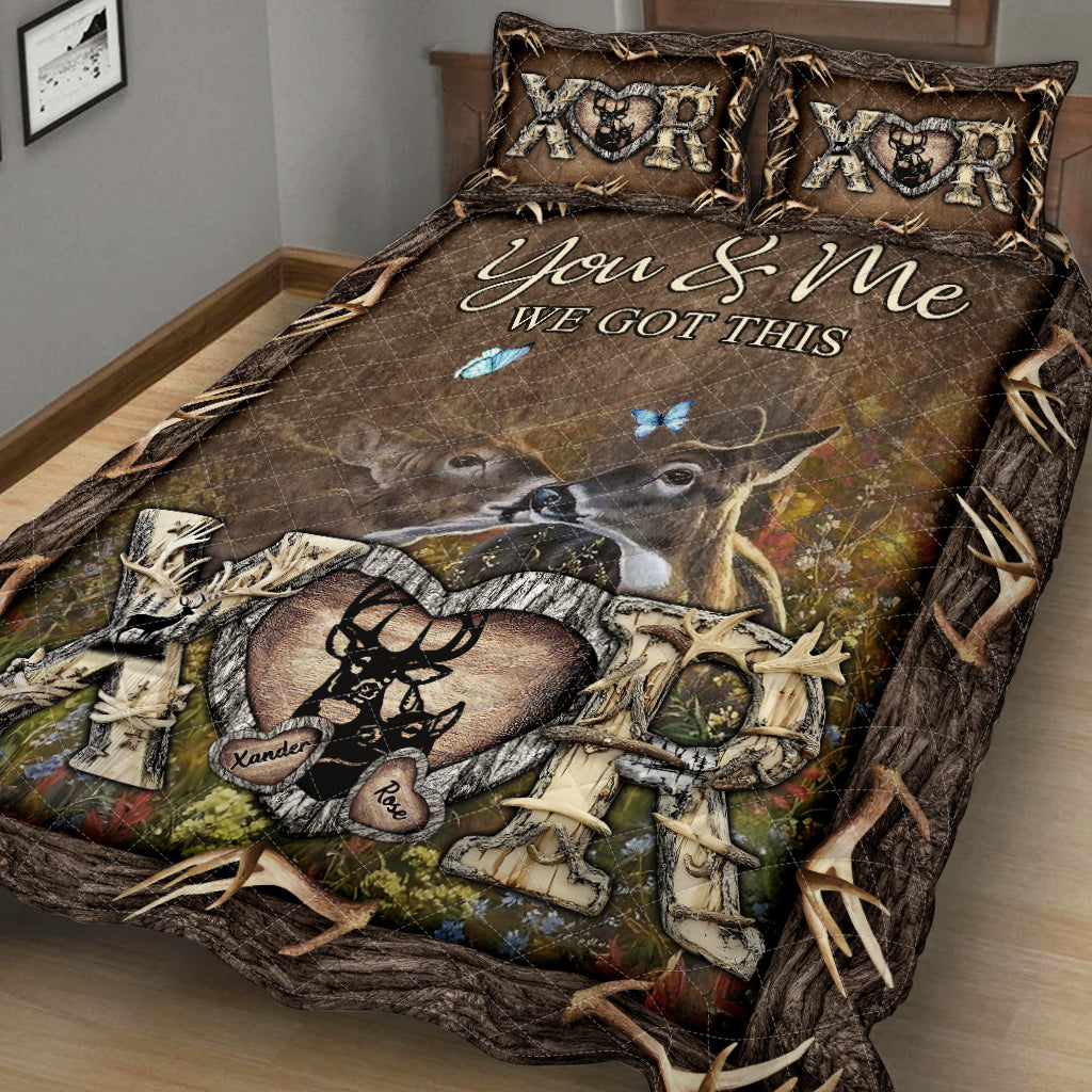 Her Buck His Doe - Personalized Hunting Quilt Set