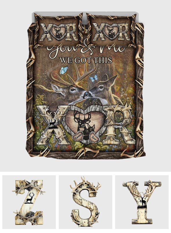 Her Buck His Doe - Personalized Hunting Quilt Set