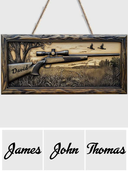 Hunting Rifle - Personalized Hunting Custom Shaped Wood Sign