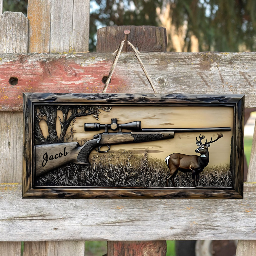 Hunting Rifle - Personalized Hunting Custom Shaped Wood Sign