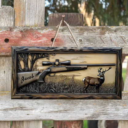 Hunting Rifle - Personalized Hunting Custom Shaped Wood Sign
