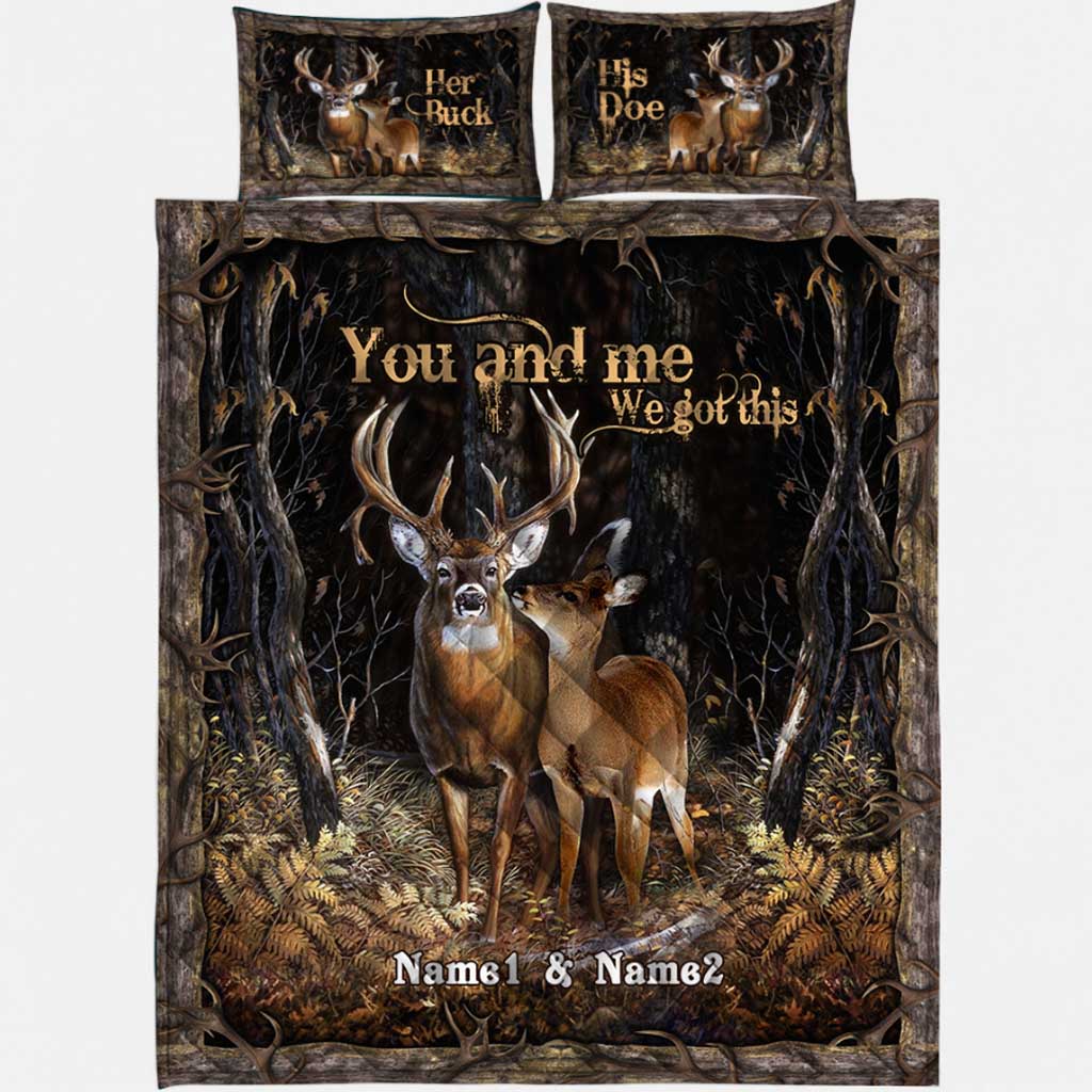 You And Me - Hunting Personalized Quilt Bed Set