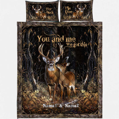 You And Me - Hunting Personalized Quilt Bed Set