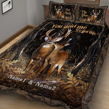 You And Me - Hunting Personalized Quilt Bed Set