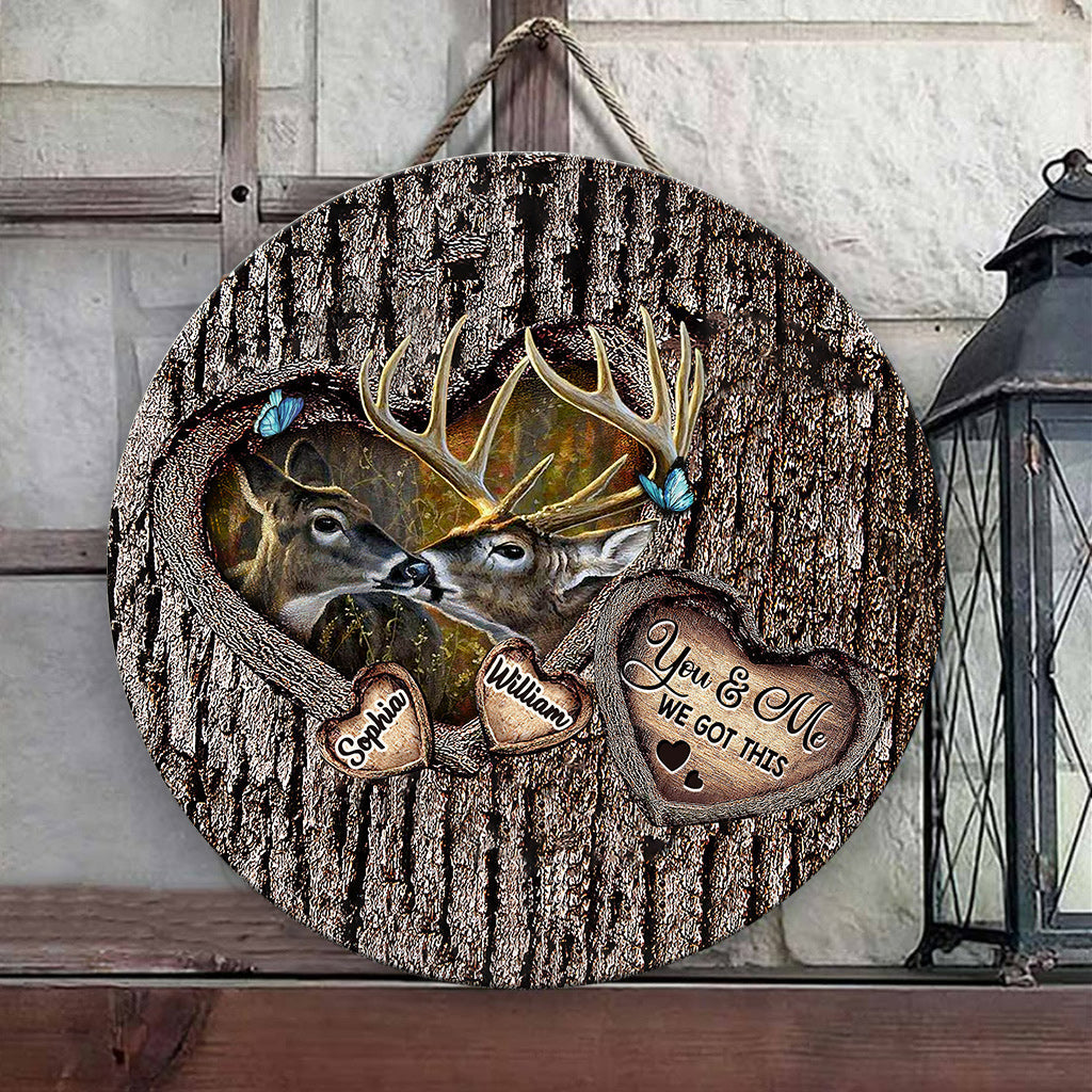 Hunting Lovers - Personalized Hunting Round Wood Sign