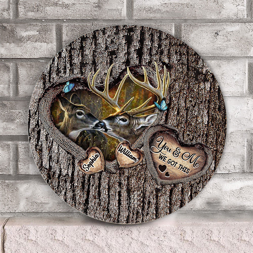 Hunting Lovers - Personalized Hunting Round Wood Sign