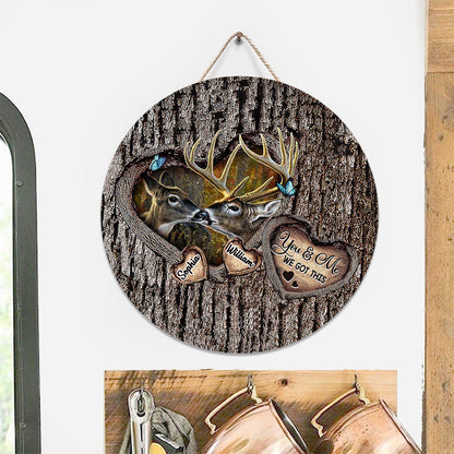 Hunting Lovers - Personalized Hunting Round Wood Sign