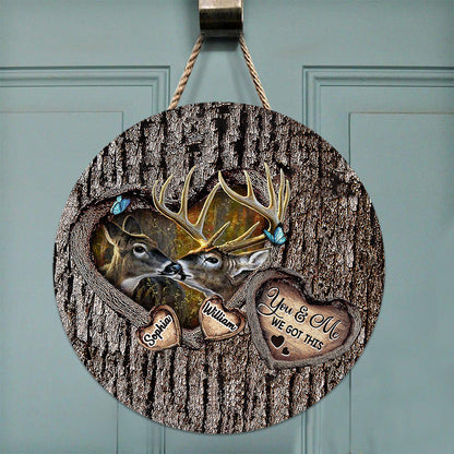 Hunting Lovers - Personalized Hunting Round Wood Sign