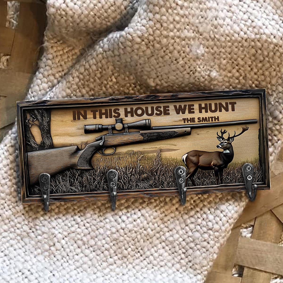 In This House We Hunt - Personalized Hunting Key Rack