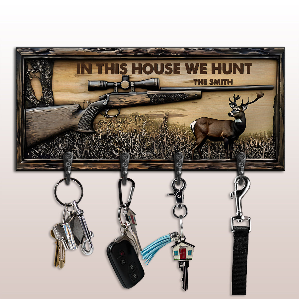 In This House We Hunt - Personalized Hunting Key Rack