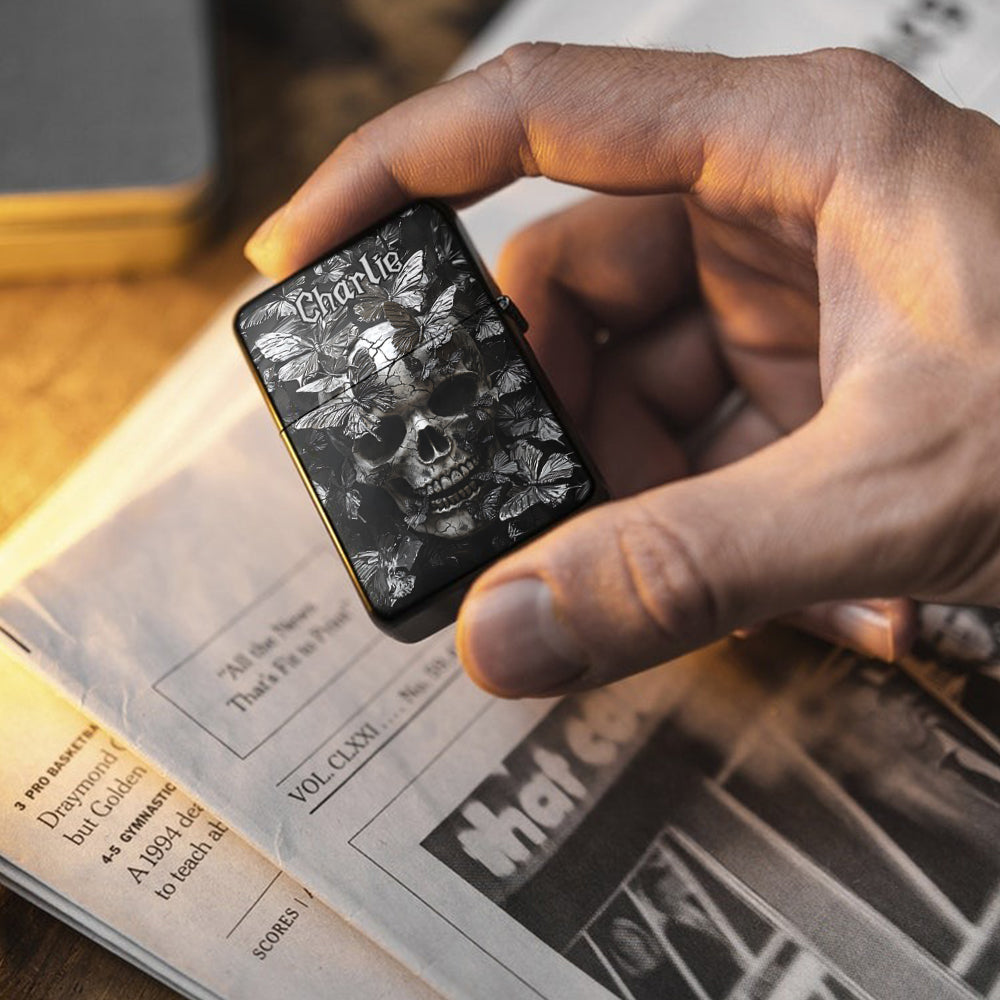 Butterfly Skull - Personalized Skull Lighter