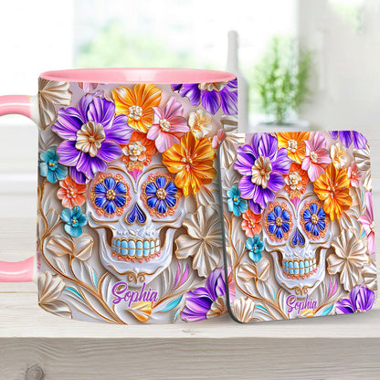 Floral Skull - Personalized Skull Accent Mug