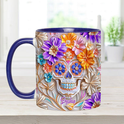 Floral Skull - Personalized Skull Accent Mug