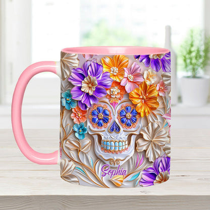 Floral Skull - Personalized Skull Accent Mug