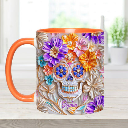 Floral Skull - Personalized Skull Accent Mug