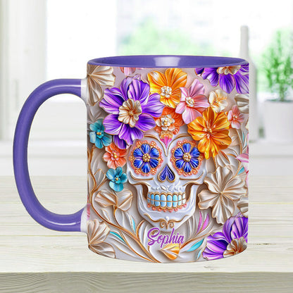Floral Skull - Personalized Skull Accent Mug