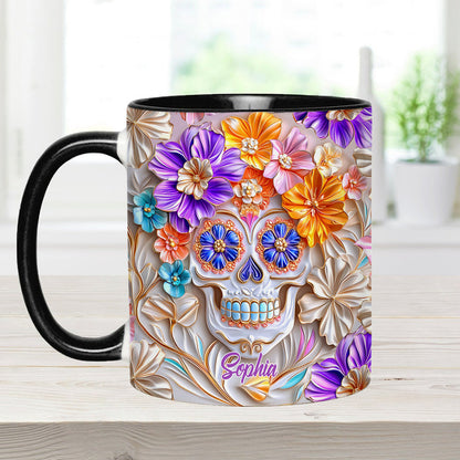 Floral Skull - Personalized Skull Accent Mug