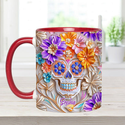 Floral Skull - Personalized Skull Accent Mug