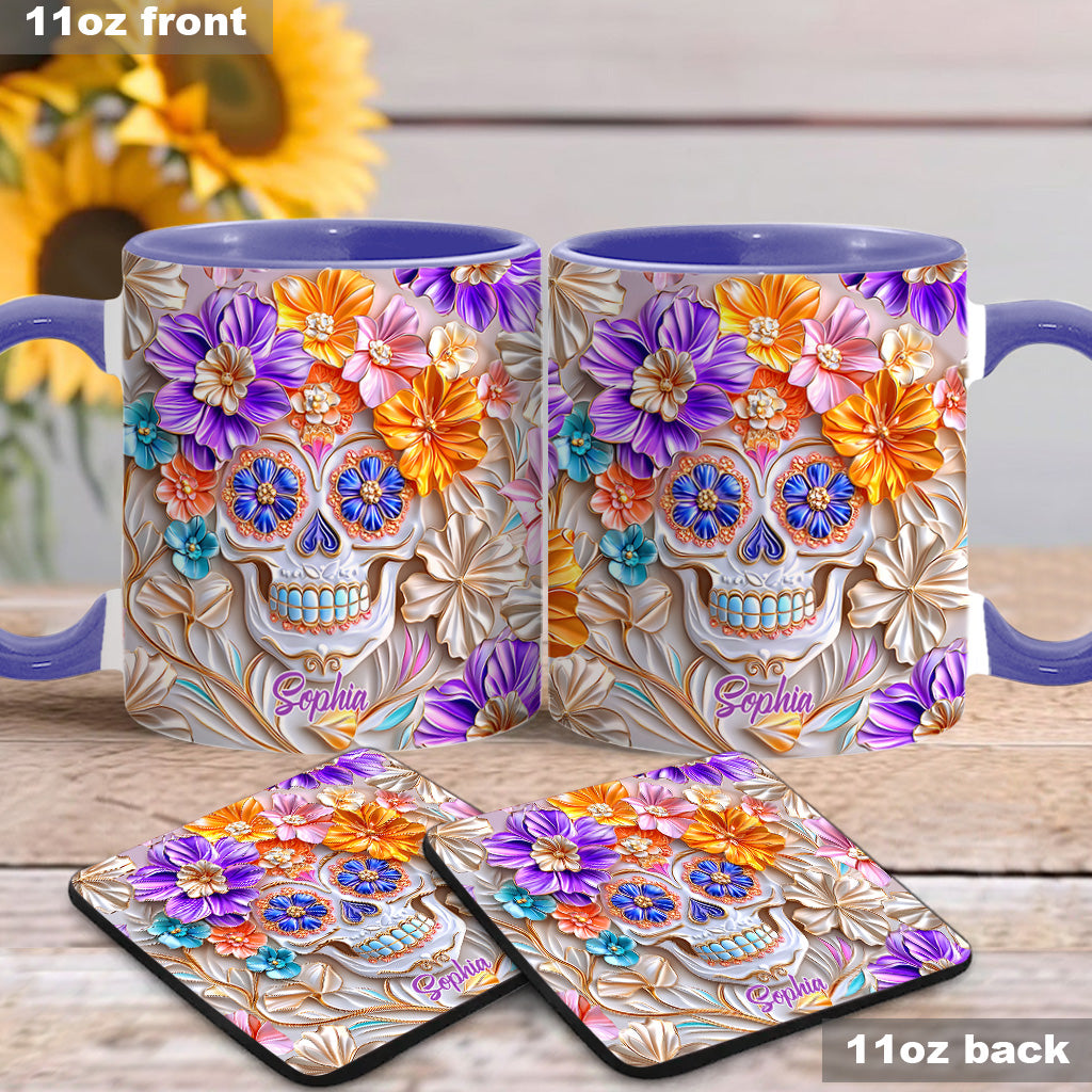 Floral Skull - Personalized Skull Accent Mug
