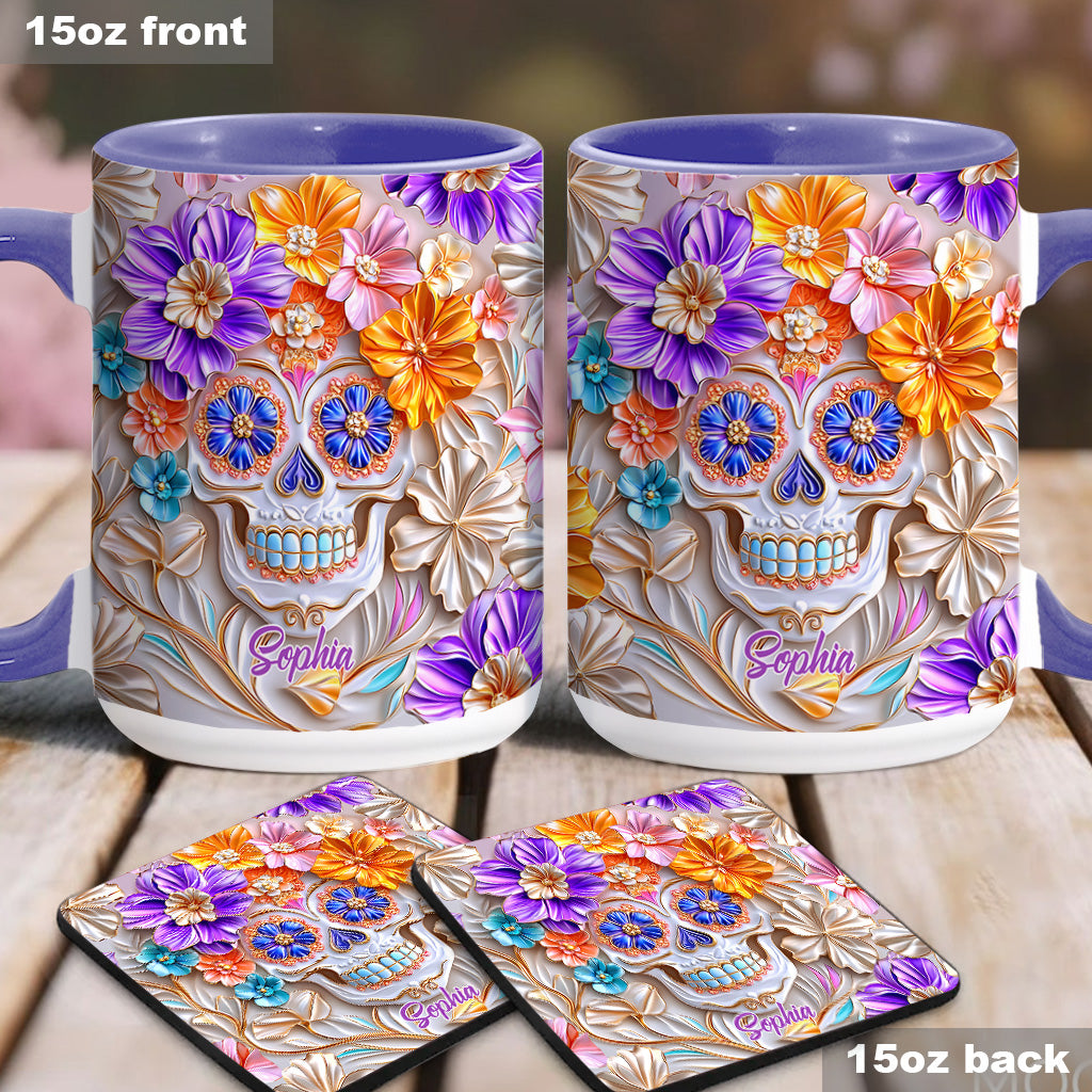 Floral Skull - Personalized Skull Accent Mug