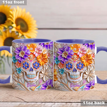 Floral Skull - Personalized Skull Accent Mug