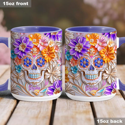 Floral Skull - Personalized Skull Accent Mug