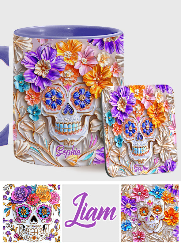 Floral Skull - Personalized Skull Accent Mug