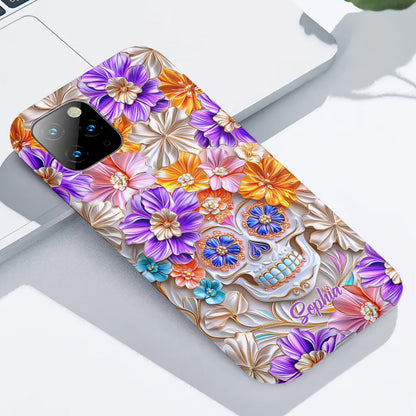 Floral Skull - Personalized Skull Full Print Phone Case