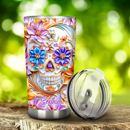 Floral Skull - Personalized Skull Tumbler