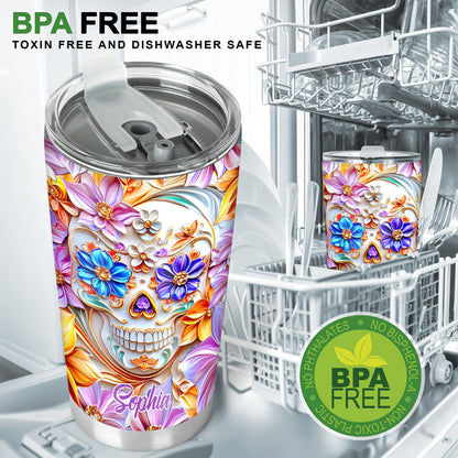Floral Skull - Personalized Skull Tumbler