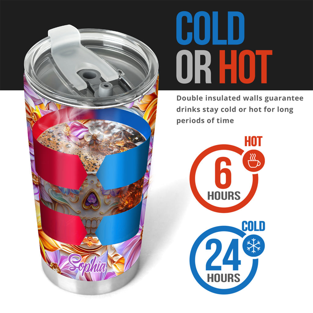 Floral Skull - Personalized Skull Tumbler