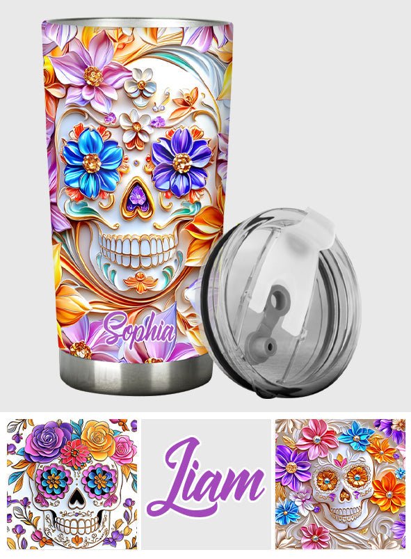 Floral Skull - Personalized Skull Tumbler