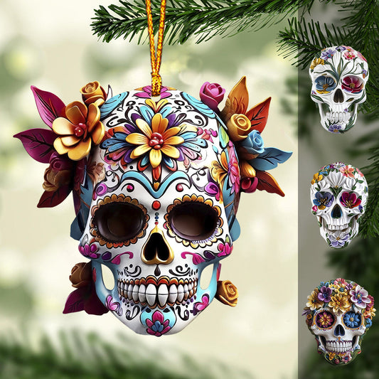 Floral Skull - Personalized Skull Ornament