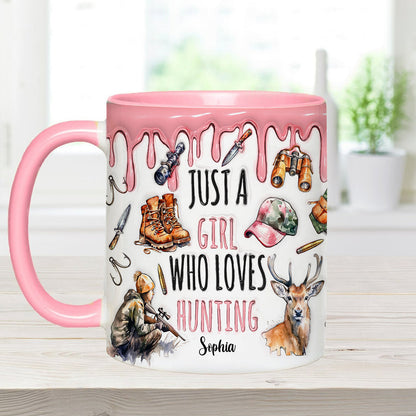 Just A Girl Who Loves Hunting - Personalized Hunting Accent Mug