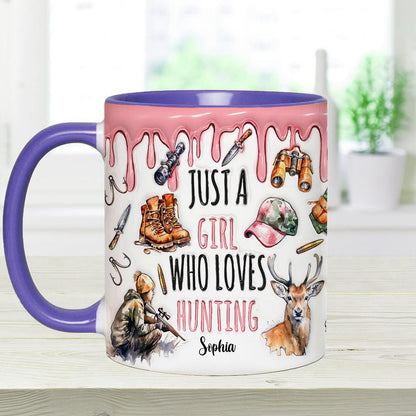 Just A Girl Who Loves Hunting - Personalized Hunting Accent Mug