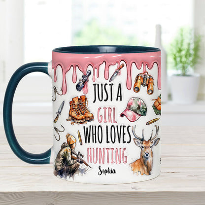 Just A Girl Who Loves Hunting - Personalized Hunting Accent Mug